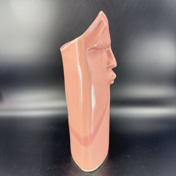 Hand Made Studio Art Pottery Pink Glazed Vase Vessel With Anthropomorphic Face - Picture 15 of 15